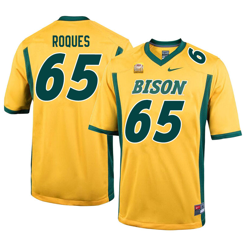 Men #65 Loshiaka Roques North Dakota State Bison College Football Jerseys Sale-Yellow - Click Image to Close